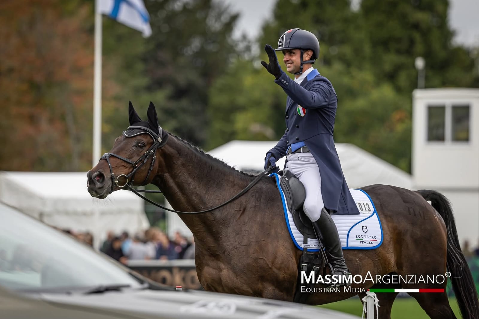 Dan Bizzarro competing in dressage at Blenheim Palace International Horse Trials